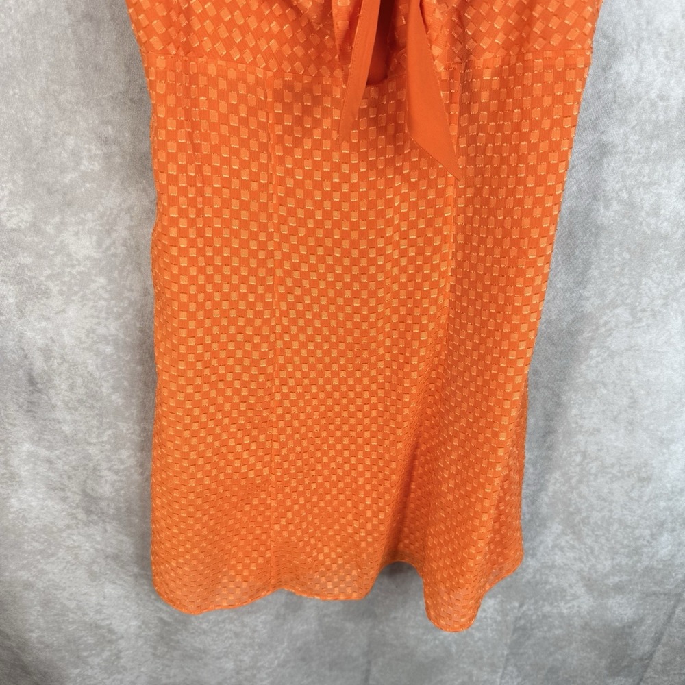 Alice + Olivia Roe Front Tie Mini Dress In Monarch Orange Women's Size 6 - Picture 6 of 7